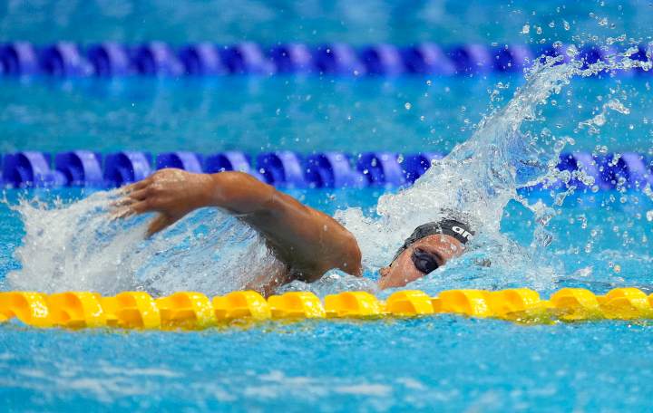 Simona Quadarella durante la gara degli 800m stile libero ai Mondiali di Nuoto 2023