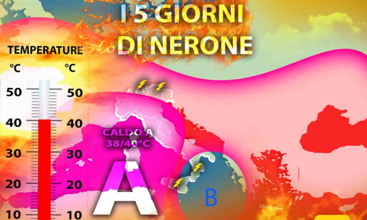 Grafica relativa al meteo dei prossimi cinque giorni. Roma-CronacaLive.it