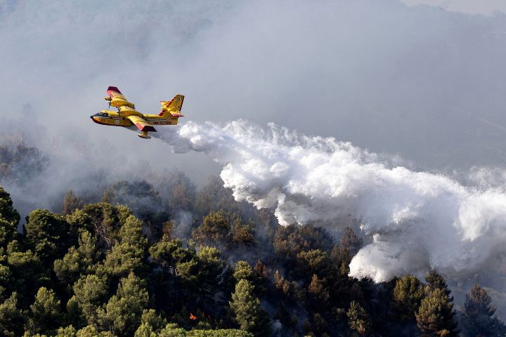 Un Canadair in azione in provincia di Roma (Immagine di repertorio)