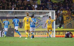 Un momento della partita Frosinone - Napoli nella prima giornata di campionato di serie A