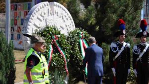 Il monumento che ricorda le vittime del sisma al settimo anniversario del terremoto di Amatrice