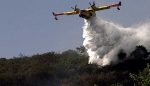 Un canadair in azione per spegnere un incendio (Immagine di repertorio)