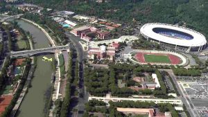 Veduta dall'alto dello stadio Olimpico a Roma (Foto dal profilo Facebook di Polizia Roma Capitale)