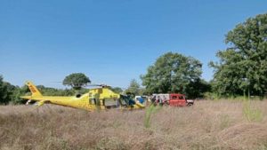 Intervento di soccorso dei Vigili del Fuoco e dell'eliambulanza Pegaso. Roma-CronacaLive.it