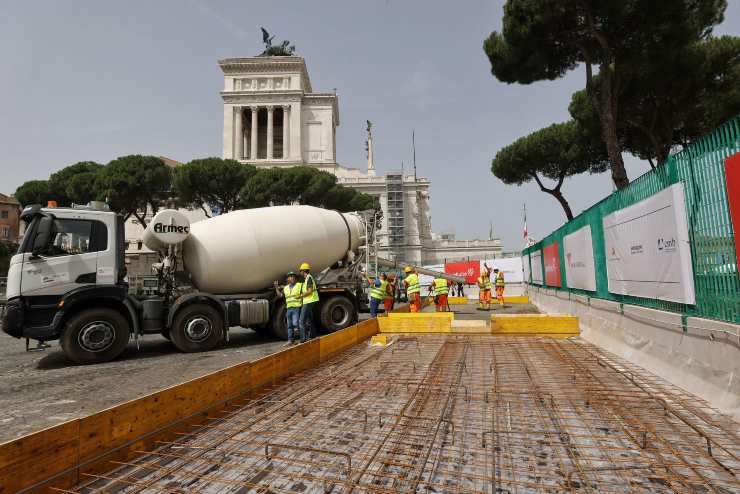 Lavori per la stazione Venezia della metro C (Immagine di repertorio)