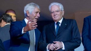 Il Presidente della Repubblica, Sergio Mattarella, è arrivato al PalaEur di Roma per assistere alla finale degli europei di pallavolo maschile tra Italia e Polonia