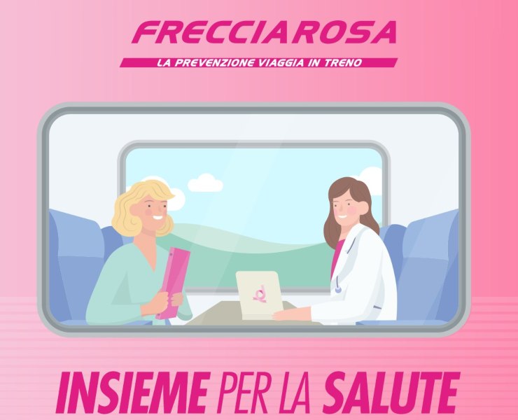 La locandina del progetto "Frecciarosa" dedicato alla prevenzione del tumore al seno (Foto dal profilo Facebook di Frecciarossa)