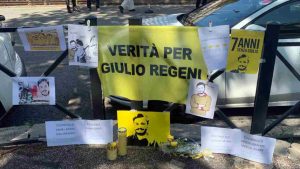 Un momento del presidio per Giulio Regeni a piazzale Clodio, Roma, a 7 anni dalla sua scomparsa a Il Cairo, 31 Maggio 2023 (Immagine di repertorio)