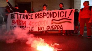 Un momento dell'occupazione della facoltà di Scienze politiche all'università La Sapienza, Roma, 09 novembre 2023