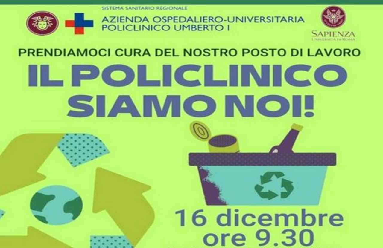 Iniziativa del Policlinico Umberto I di Roma per la pulizia degli spazi comuni