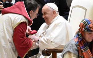 Papa Francesco incontra i figuranti del Presepio vivente della Basilica di Santa Maria Maggiore, Roma