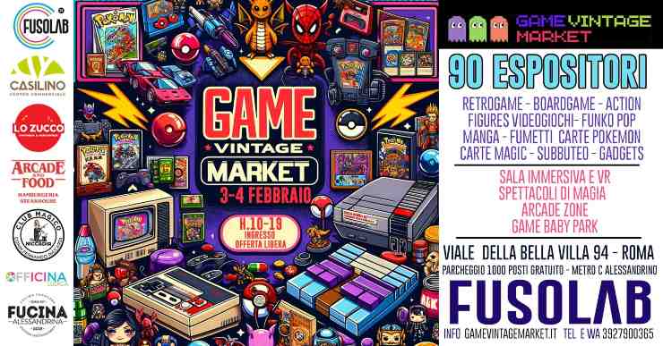 Il 3 e 4 febbraio torna il Game Vintage Market a Roma, l’evento per gli appassionati di gaming e fumetti al Fusolab e Casilino