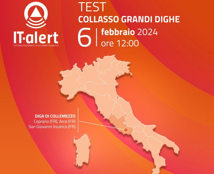 IT-Alert Lazio, il nuovo test a Frosinone che simulerà il collasso della diga di Collemezzo